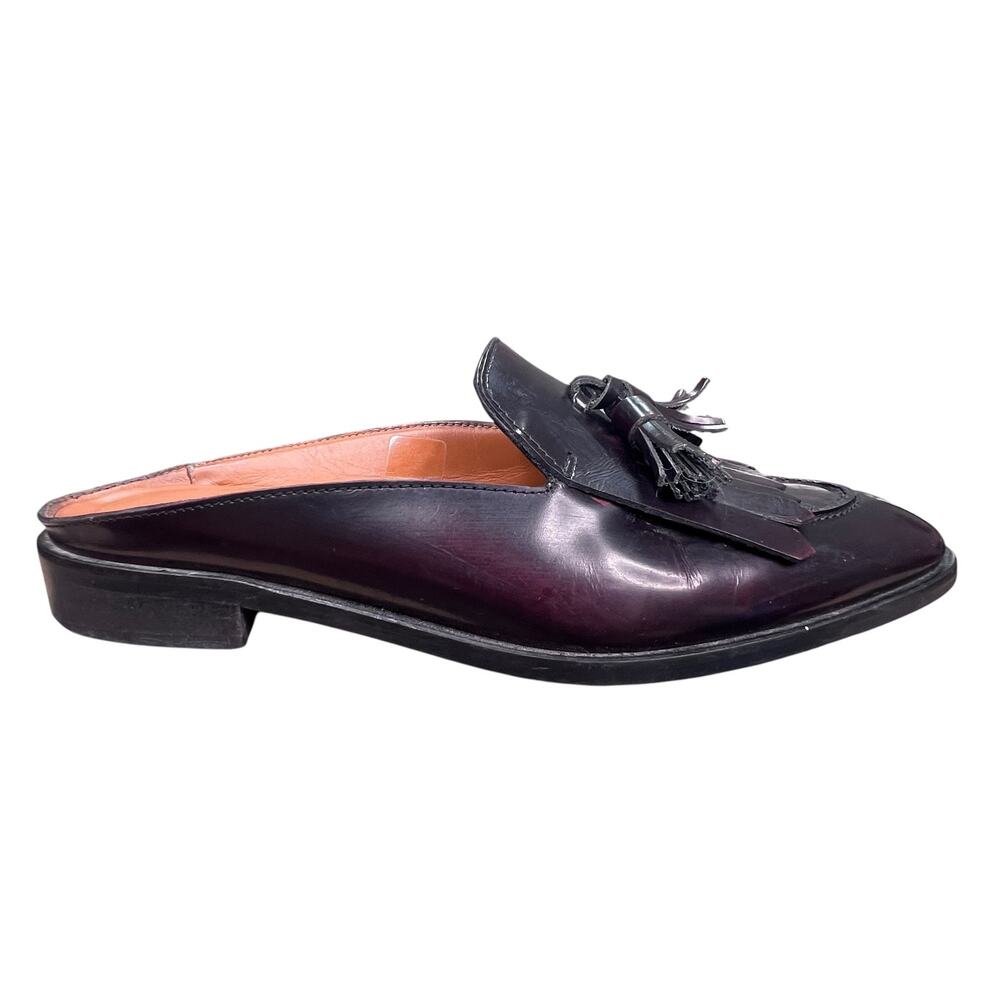 Everlane The Modern Burgundy Leather Tassel Mule Loafers Size 8